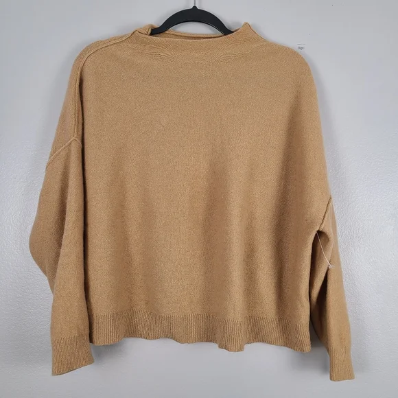 Anthropologie The Alani Cashmere Mock-Neck Sweater by Pilcro in Sand Dollar 1X - Picture 5 of 11